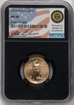1999 $10 Quarter-Ounce Gold Eagle Miles Standish NGC MS70