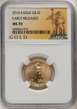 2016 $10 Quarter-Ounce Gold Eagle 30th Anniversary First Strike NGC MS70 (773336055)