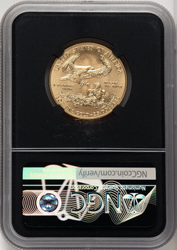 2021 $25 Half-Ounce Gold Eagle Type One First Day of Issue FDI Ed Moy Blk Core NGC MS70