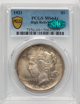 1921 Peace CAC Peace Dollar PCGS MS64+