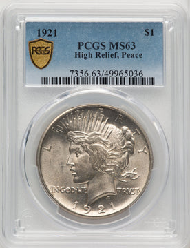 1921 Peace Dollar PCGS MS63