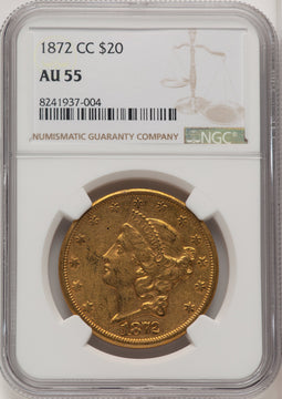 1872-CC $20 Liberty Double Eagle NGC AU55