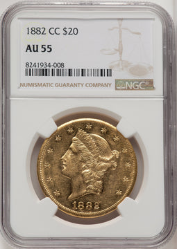 1882-CC $20 Liberty Double Eagle NGC AU55 (772326004)