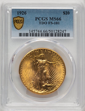 1926 $20 Tripled Die Obverse FS-101 Saint-Gaudens Double Eagle PCGS MS66 (520066098)