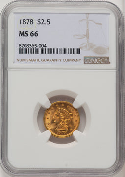 1878 $2.50 Liberty Quarter Eagle NGC MS66 (772279006)