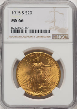1915-S $20 Brown Label Saint-Gaudens Double Eagle NGC MS66