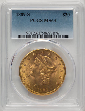 1889-S $20 Liberty Double Eagle PCGS MS63