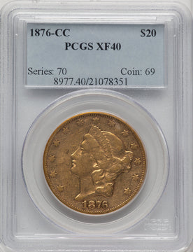 1876-CC $20 Liberty Double Eagle PCGS XF40