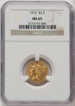 1913 $2.50 Indian Quarter Eagle NGC MS65