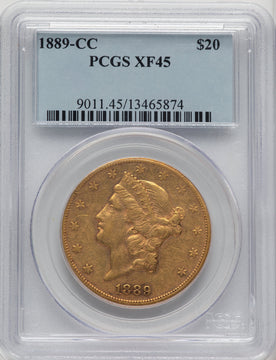 1889-CC $20 Liberty Double Eagle PCGS XF45 (507051029)