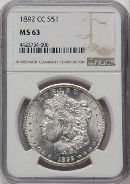 1892-CC Morgan Dollar NGC MS63