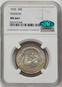 1935 50C Hudson CAC Commemorative Silver NGC MS66+