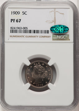 1909 5C CAC Proof Liberty Nickel NGC PR67