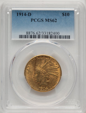 1914-D $10 Indian Eagle PCGS MS62