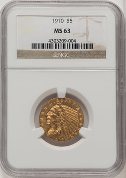 1910 $5 Indian Half Eagle NGC MS63 (505886144)