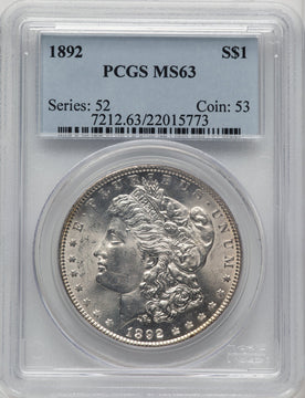 1892 Morgan Dollar PCGS MS63 (773302010)