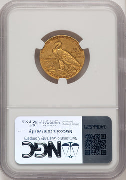 1912-S $5 Brown Label Indian Half Eagle NGC AU55