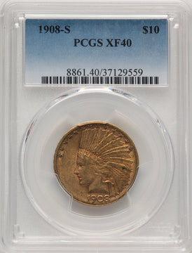 1908-S $10 Indian Eagle PCGS XF40 (506734074)