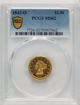 1842-O $2.50 Liberty Quarter Eagle PCGS MS62