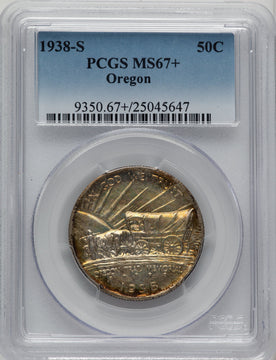 1938-S 50C Oregon Commemorative Silver PCGS MS67+