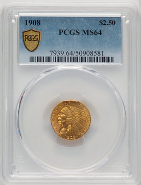 1908 $2.50 Indian Quarter Eagle PCGS MS64 (771404008)