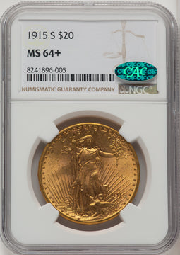 1915-S $20 CAC Saint-Gaudens Double Eagle NGC MS64+