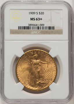 1909-S $20 Saint-Gaudens Double Eagle NGC MS63+