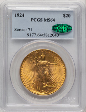 1924 $20 CAC Saint Saint-Gaudens Double Eagle PCGS MS64