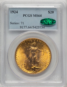 1924 $20 CAC Saint-Gaudens Double Eagle PCGS MS64 (773963008)