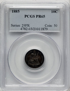 1885 10C Proof Seated Dime PCGS PR65