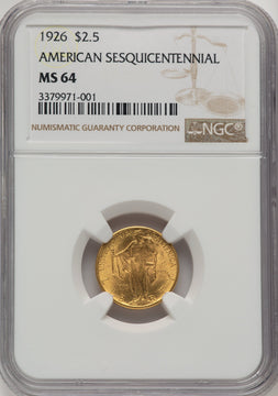 1926 $2.50 SESQUI Commemorative Gold NGC MS64 (773879047)