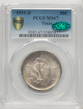 1935-D 50C Texas CAC Commemorative Silver PCGS MS67 (773878015)