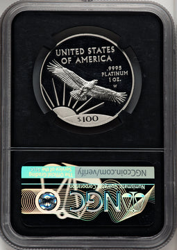 2017-W $100 One-Ounce Platinum Eagle Statue of Liberty 20th Anniversary ER Ed Moy Blk Core NGC PF70