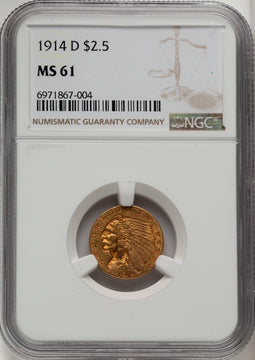 1914-D $2.50 Indian Quarter Eagle NGC MS61 (773984120)