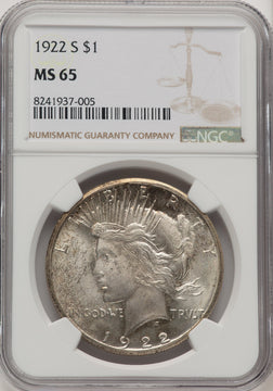 1922-S Peace Dollar NGC MS65