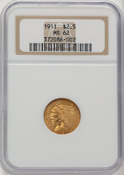1911 $2.50 Indian Quarter Eagle NGC MS62 (774100035)
