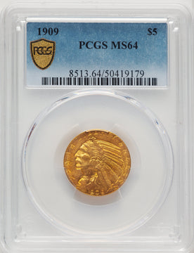 1909 $5 Indian Half Eagle PCGS MS64 (774226012)