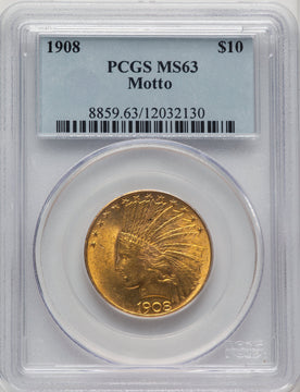 1908 $10 MOTTO Indian Eagle PCGS MS63 (774225050)
