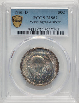 1951-D 50C Washington-Carver Commemorative Silver PCGS MS67 (774226005)