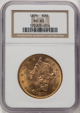 1876 $20 Liberty Double Eagle NGC MS63