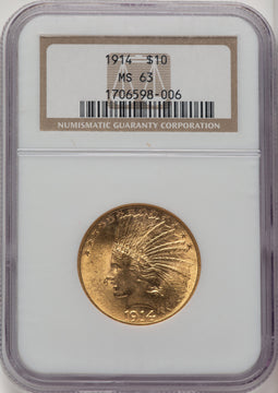 1914 $10 Indian Eagle NGC MS63