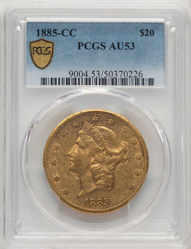 1885-CC $20 Liberty Double Eagle PCGS AU53