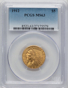 1912 $5 Indian Half Eagle PCGS MS63 (774274010)