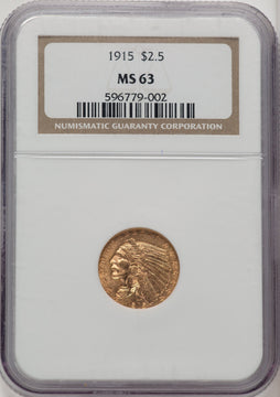 1915 $2.50 Indian Quarter Eagle NGC MS63 (774288003)