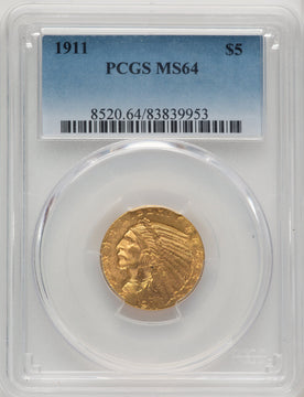 1911 $5 Indian Half Eagle PCGS MS64 (520445006)