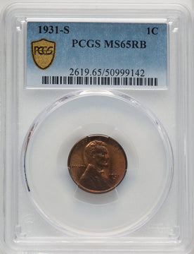 1931-S 1C RB Lincoln Cent PCGS MS65