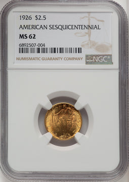 1926 $2.50 SESQUI Commemorative Gold NGC MS62