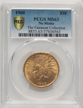 1908 $10 NO MOTTO Indian Eagle PCGS MS63 (774251011)