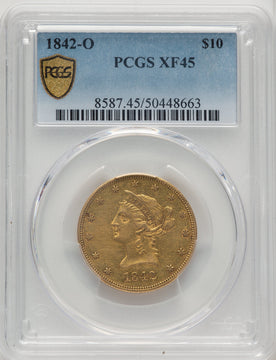 1842-O $10 Liberty Eagle PCGS XF45 (774252004)