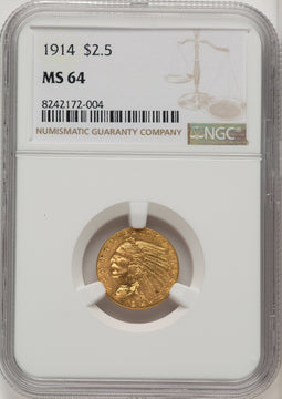 1914 $2.50 Indian Quarter Eagle NGC MS64 (773661004)